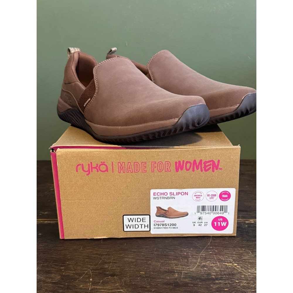 Ryka Echo Slipon Sneaker Shoe Women's Size 11 Wide Western Brown